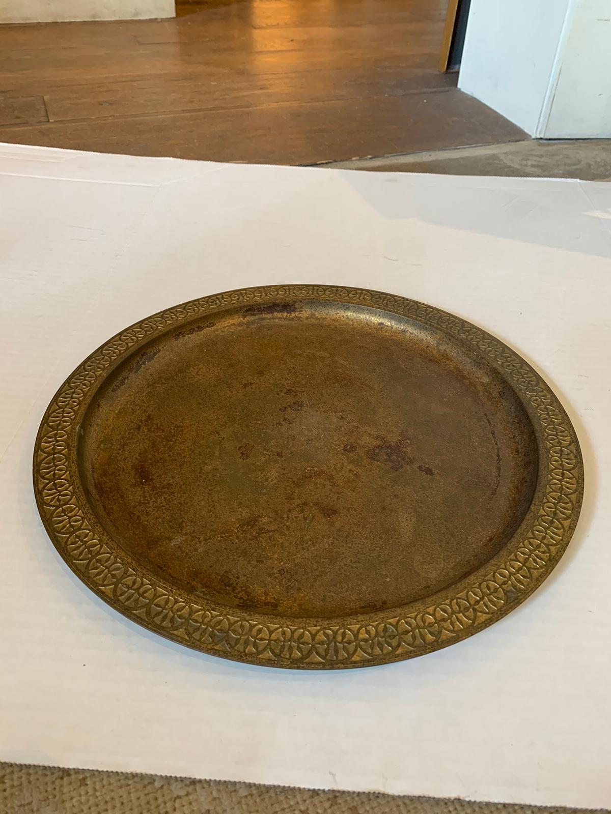 American Tiffany Studios Gilt Bronze Plate, Model 1747, Marked, circa 1925 In Good Condition In Atlanta, GA