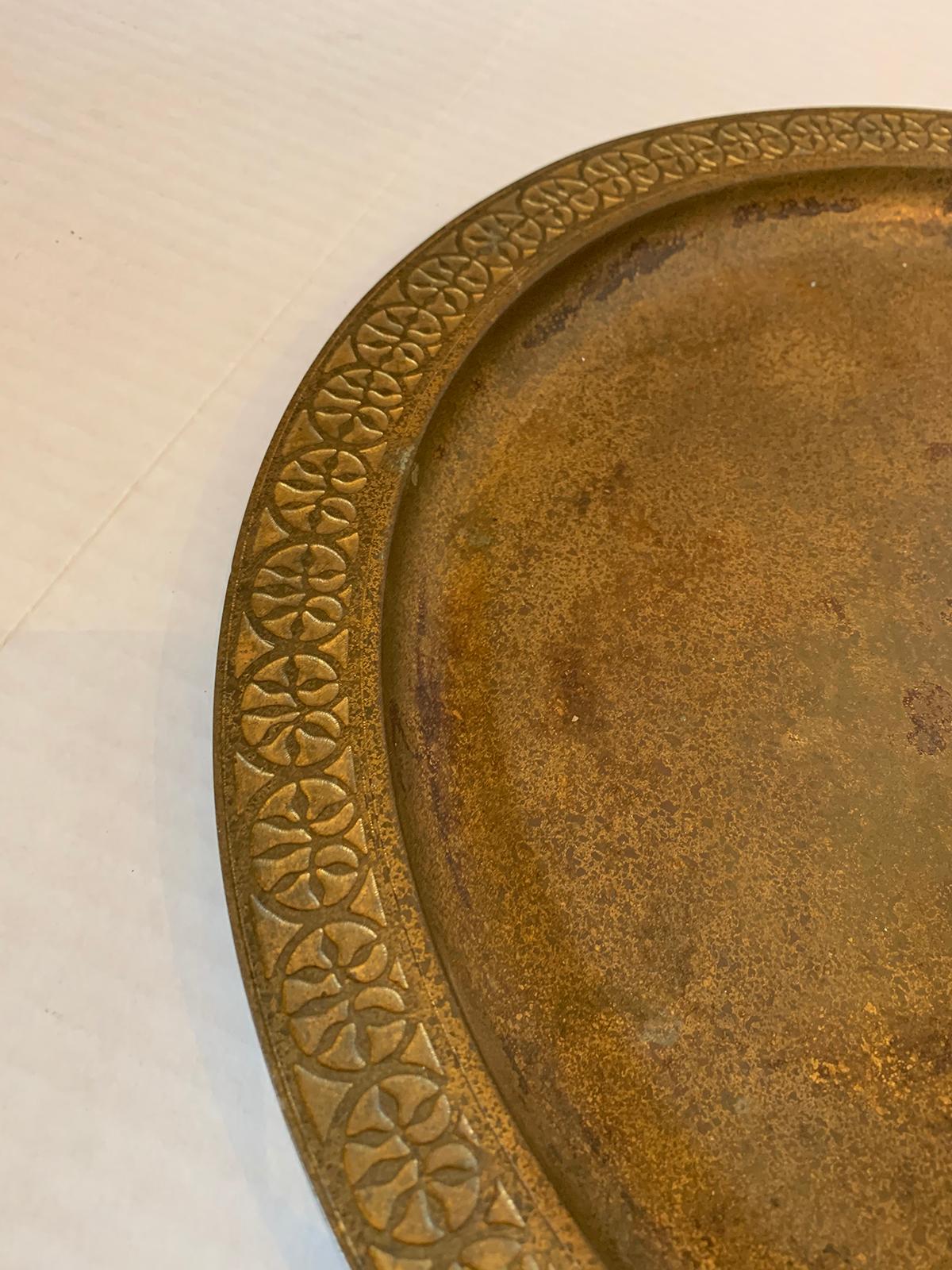American Tiffany Studios Gilt Bronze Plate, Model 1747, Marked, circa 1925 1