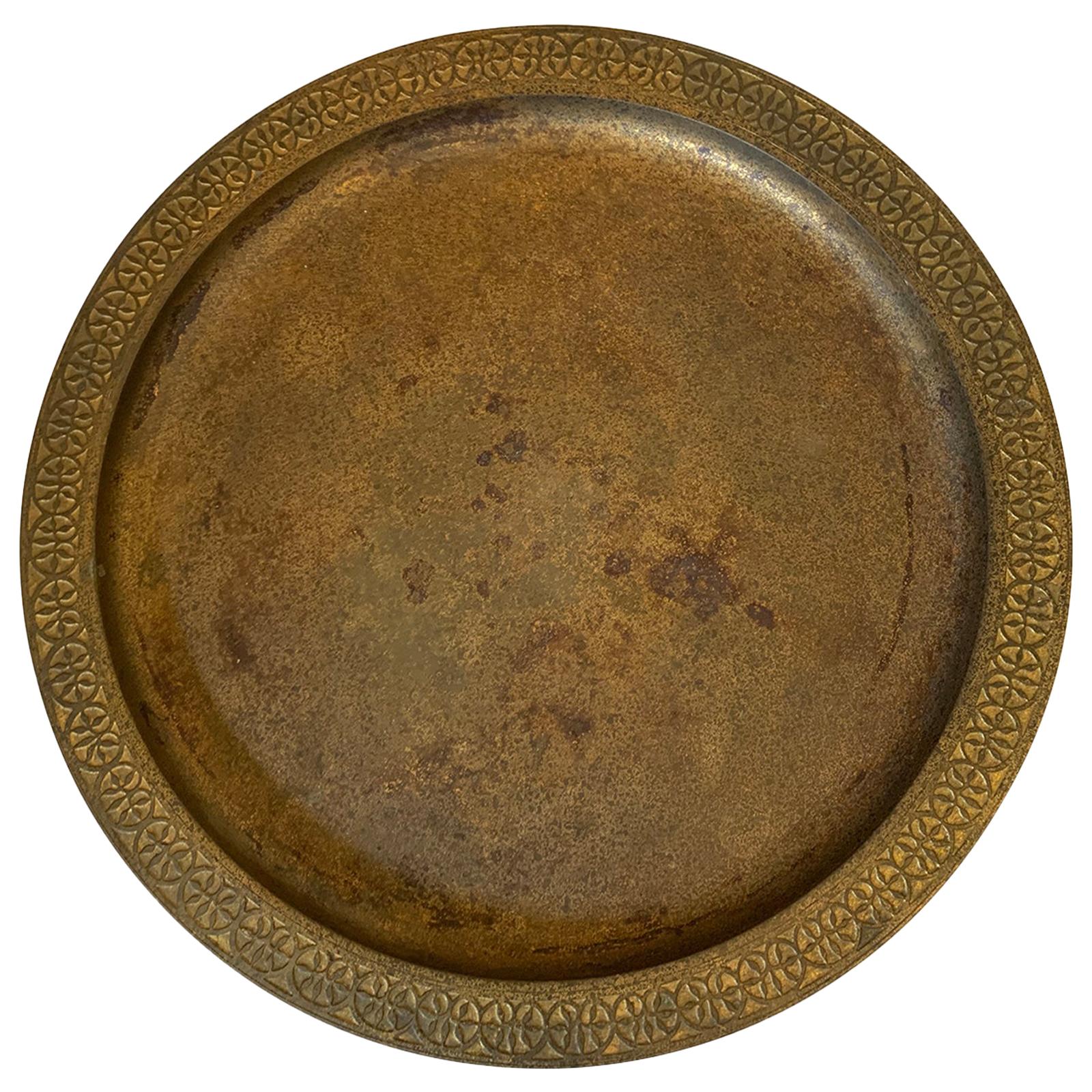 American Tiffany Studios Gilt Bronze Plate, Model 1747, Marked, circa 1925