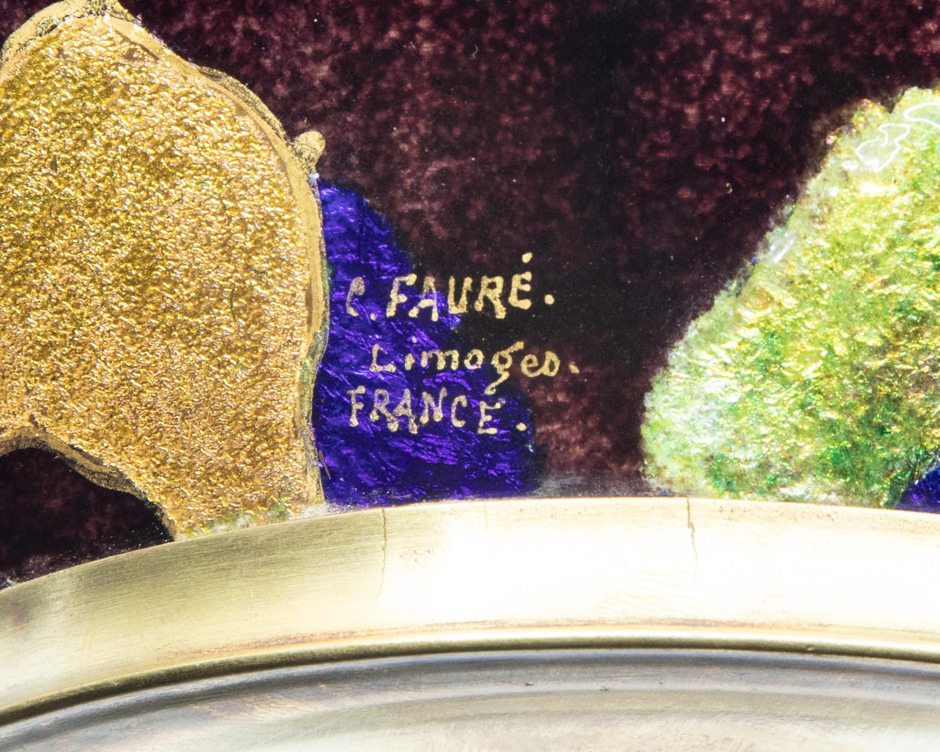 Vase en cuivre tridimensionnel signé Camille Fauré à fond prune circa 1925 5