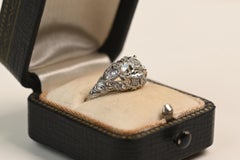 Antique Old European Diamond Filigree Ring. 1ct Diamond Platinum Ring K VS1