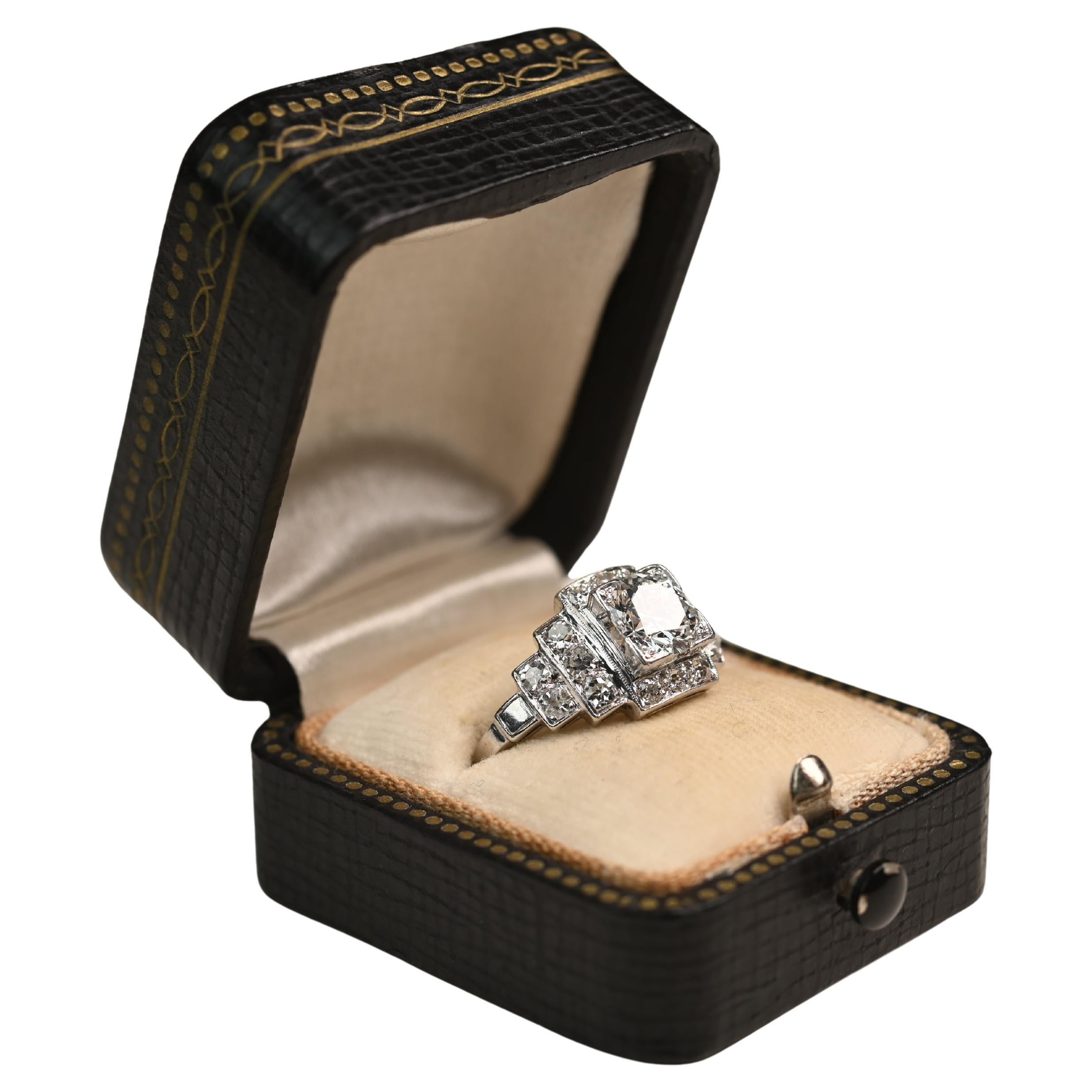 Antique Diamond Ring. 1.20ct Old European Cut Diamond Engagement Ring I VS2