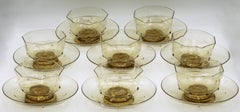 Circa 1925 Venetian Blown Glass Dessert Coupes and Trays, Set of 8