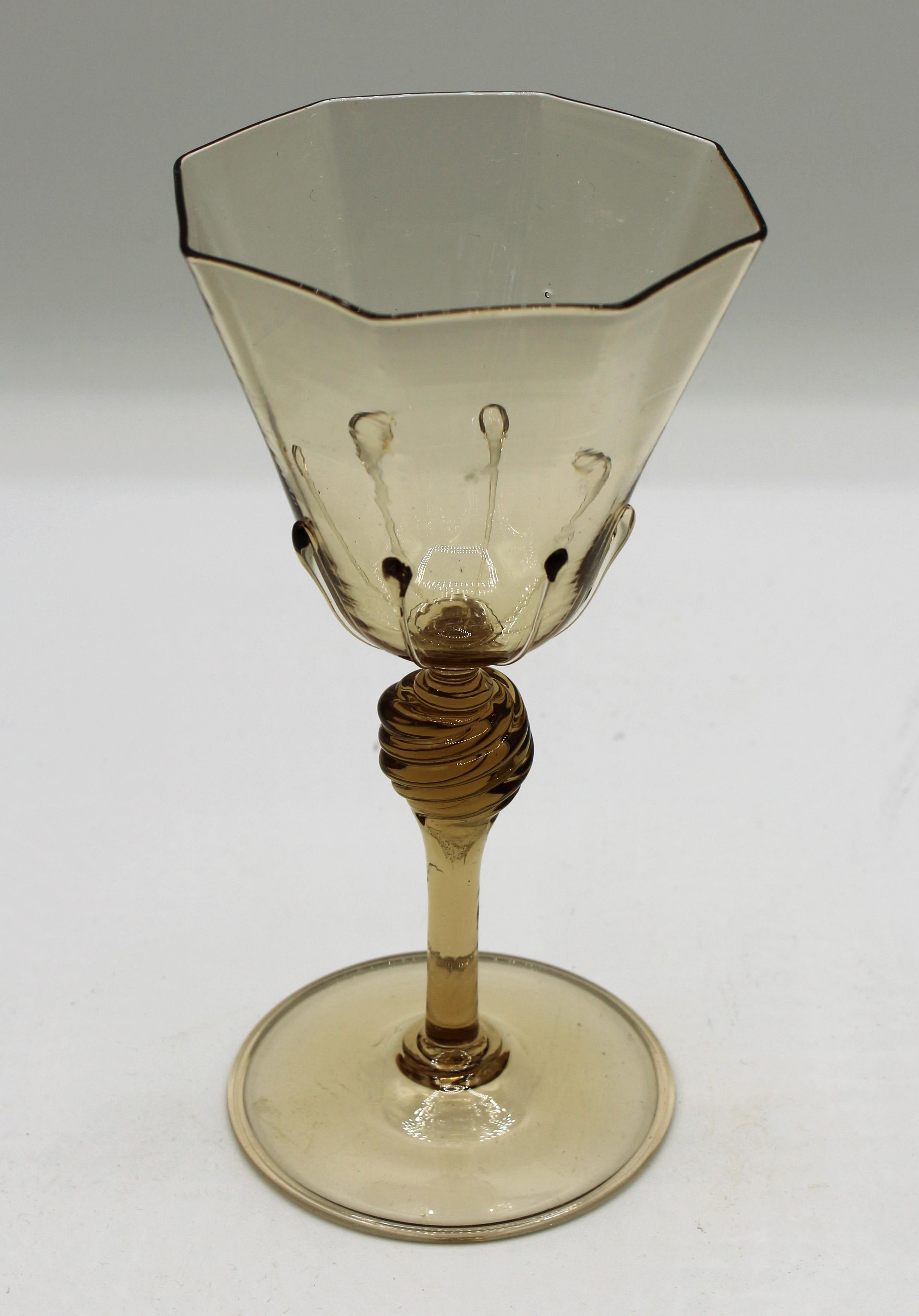 Italian Circa 1925 Venetian Blown Glass Goblets, Set of 10