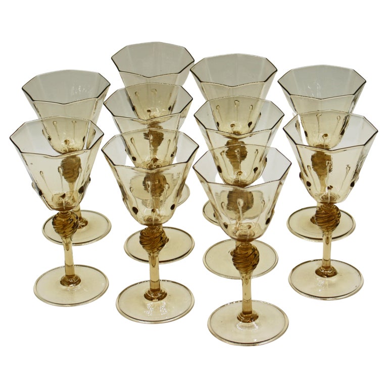 Circa 1925 Blown Glass Goblets, Set of 10 For Sale at 1stDibs