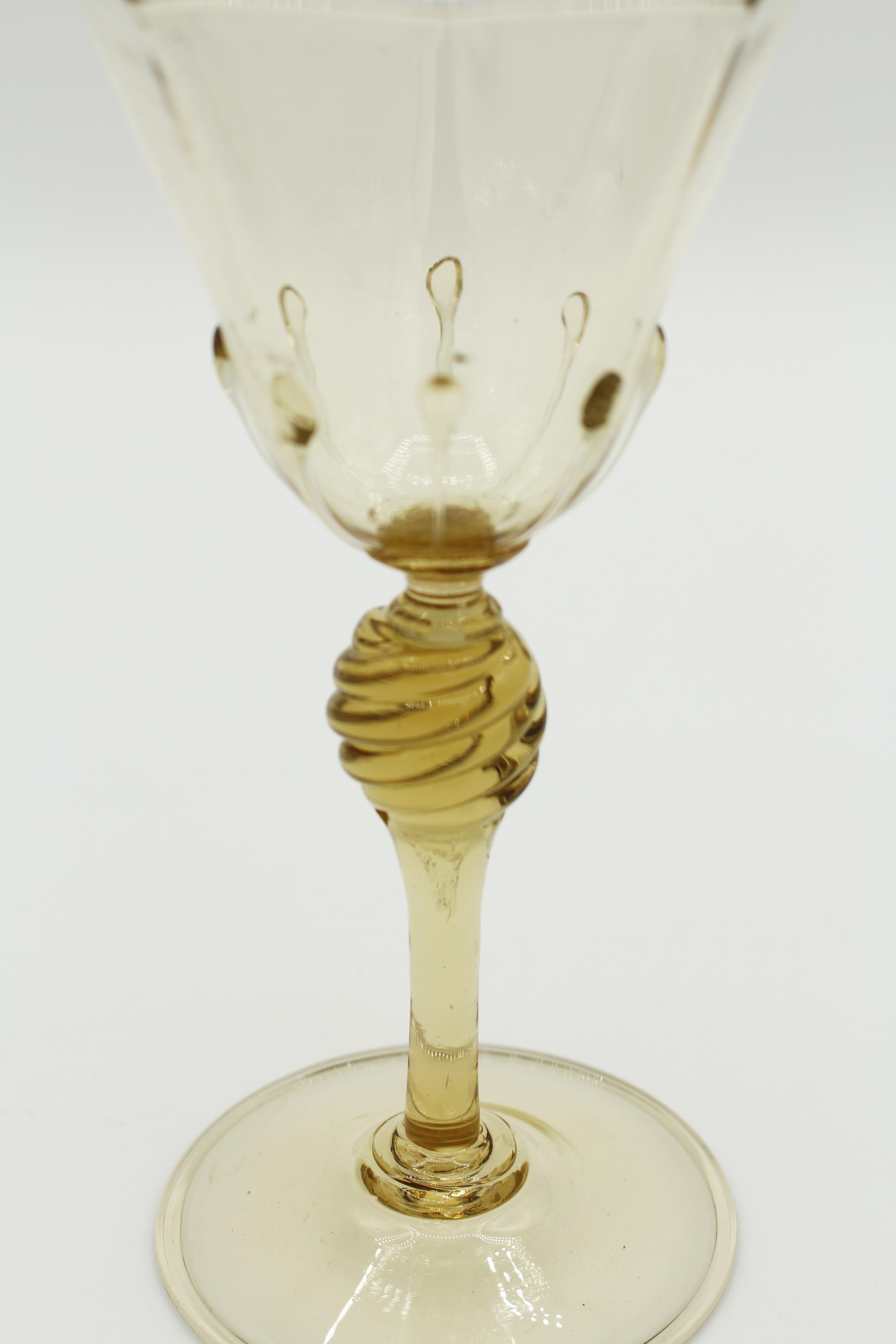 Blown Glass Circa 1925, Venetian Murano Toasting Glasses, A Pair