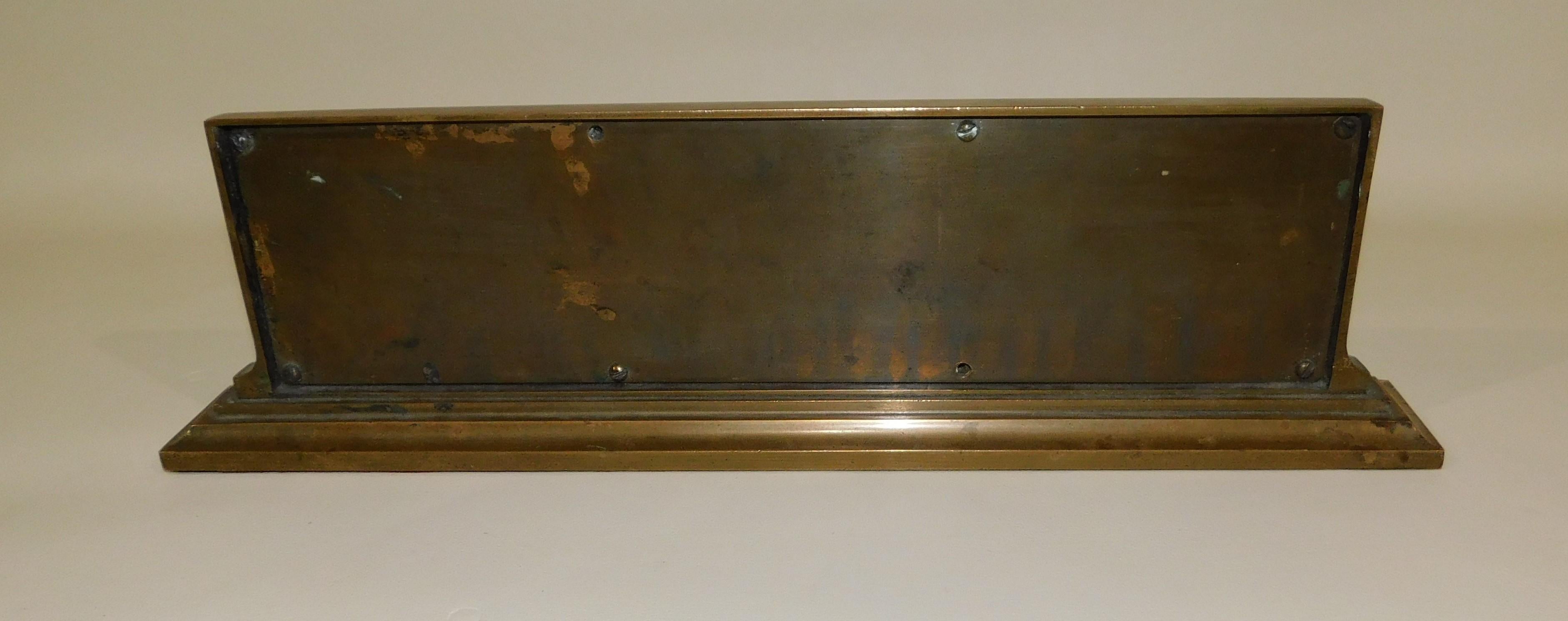 Vintage Heavy Bronze Savings Department Manager Desk Name Plate Sign, circa 1925 For Sale 1