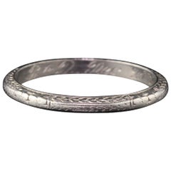 Antique Art Deco Platinum Engraved Wedding Band, circa 1926