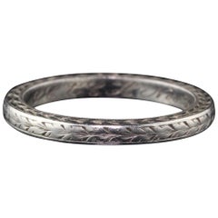 Antique Art Deco Engraved Platinum Wedding Band, circa 1929
