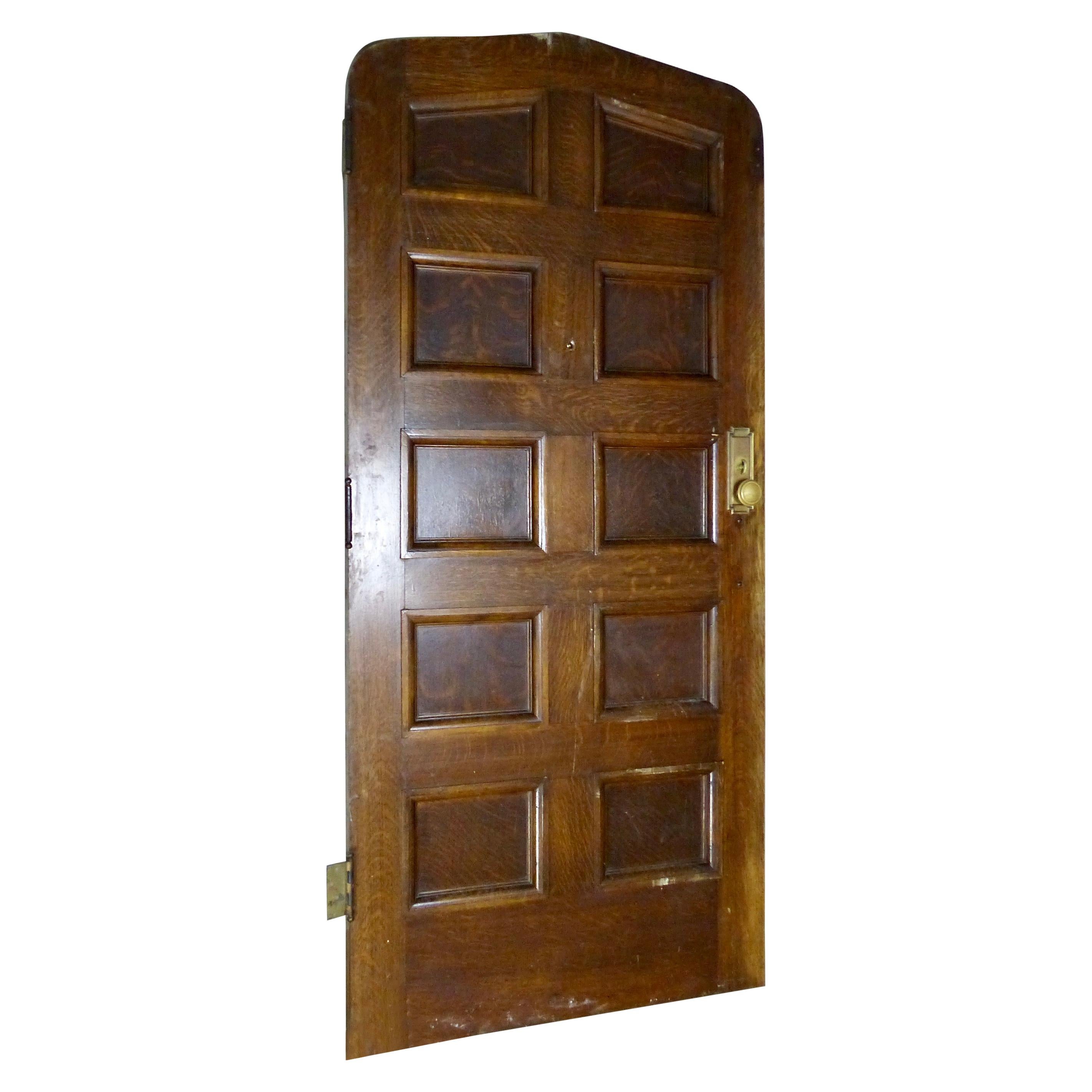 Multi Panel Arts & Crafts Arched Oak Door, circa 1929