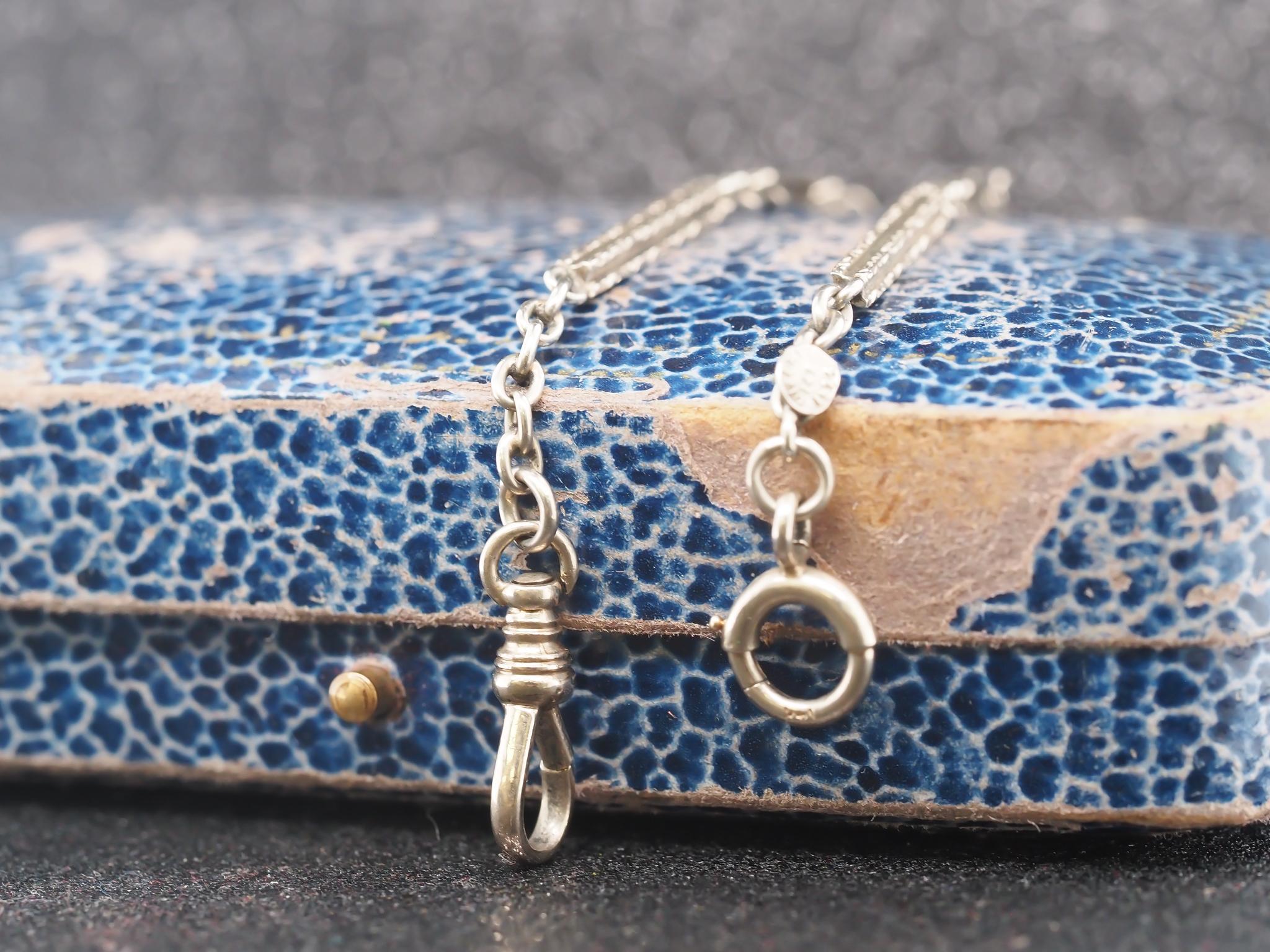 Circa 1929 estampillé LIBERTY 14K White Gold Antique Chain 14.25 inch en vente 2