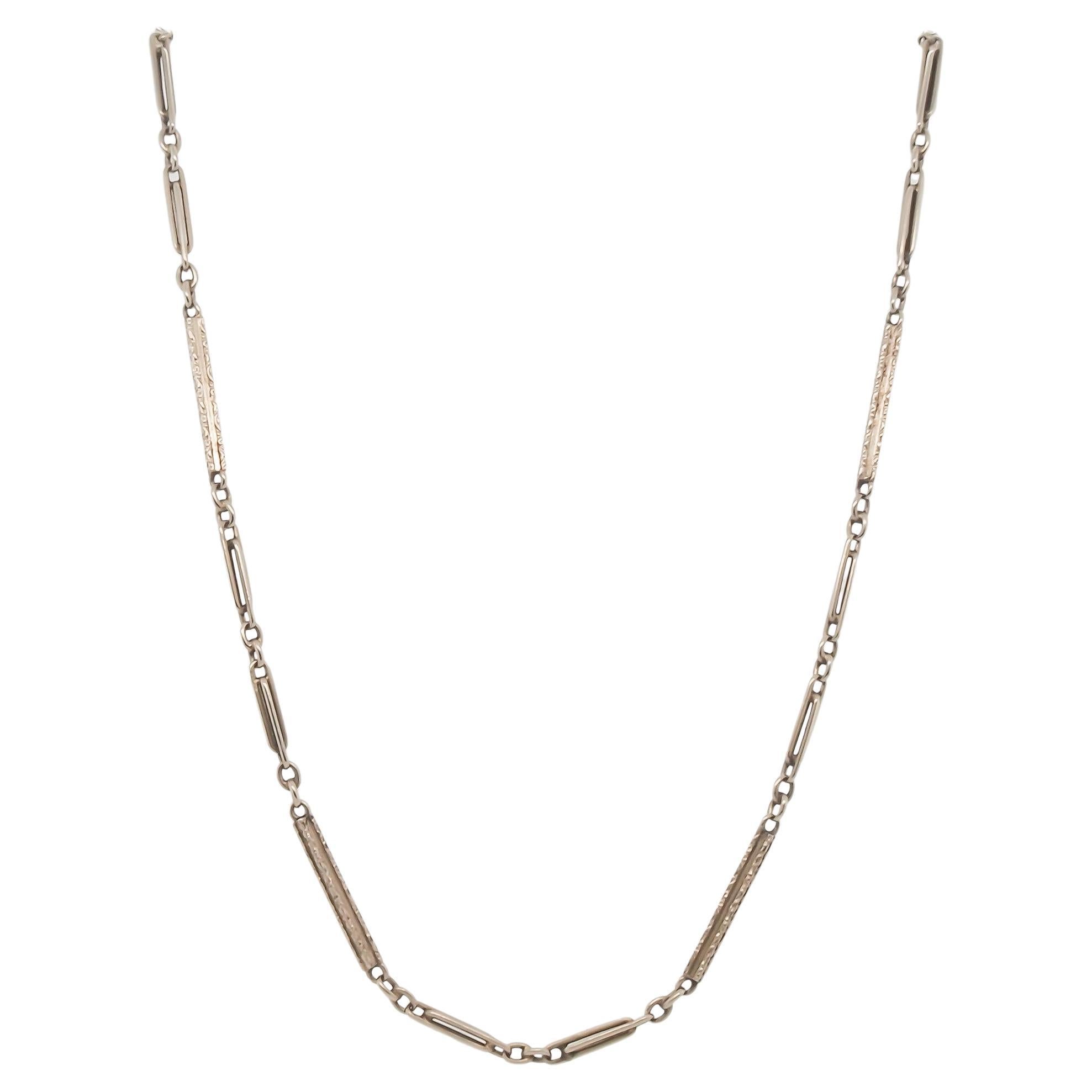Circa 1929 estampillé LIBERTY 14K White Gold Antique Chain 14.25 inch en vente