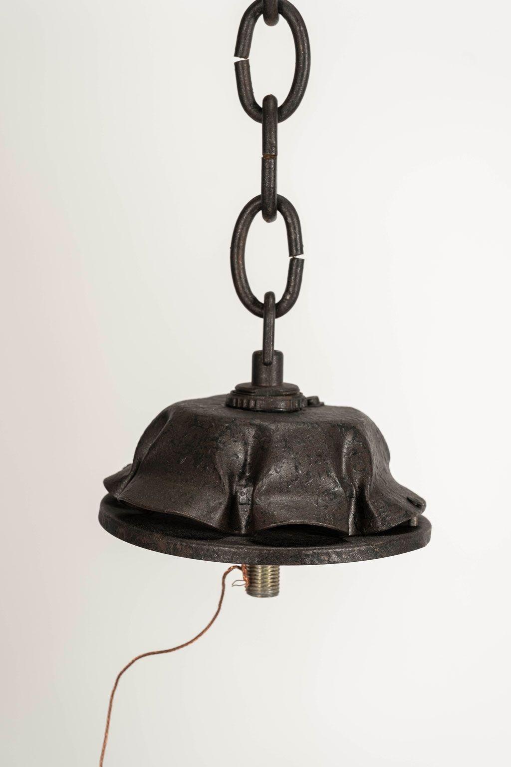 Circa 1930-1959 Rustic French Iron and Wooden Chandelier For Sale 8