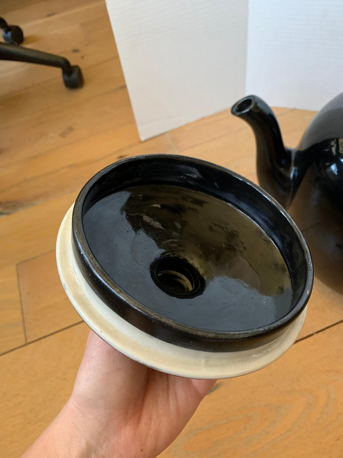 Large Scale Black Hall China Teapot, Marked, circa 1930-1970 For Sale 6
