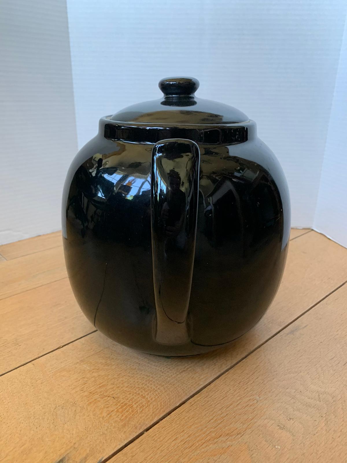 20th Century Large Scale Black Hall China Teapot, Marked, circa 1930-1970 For Sale