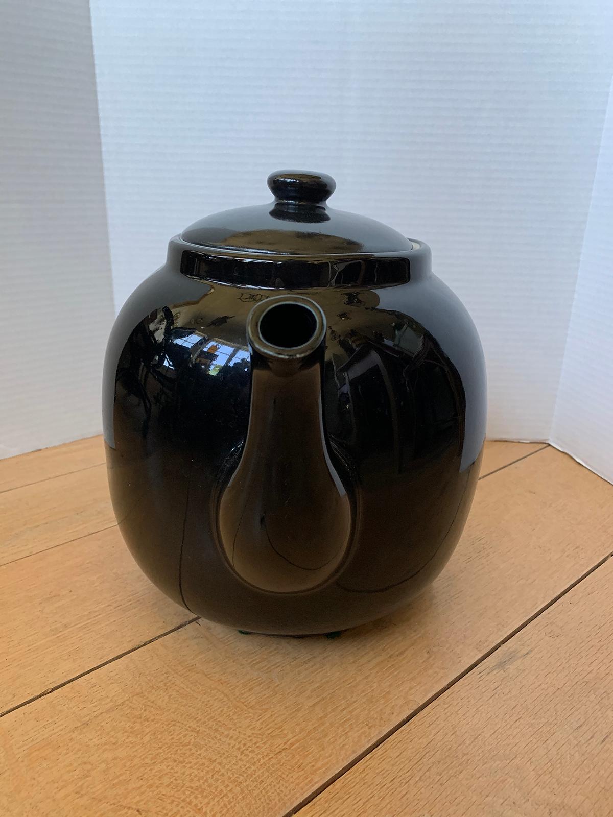 Ceramic Large Scale Black Hall China Teapot, Marked, circa 1930-1970 For Sale