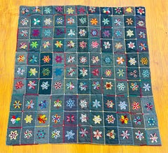 Circa 1930 American Folk Art Dimensional Wool Punch-Needle Quilt