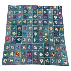 Circa 1930 American Folk Art Dimensional Wool Punch-Needle Quilt