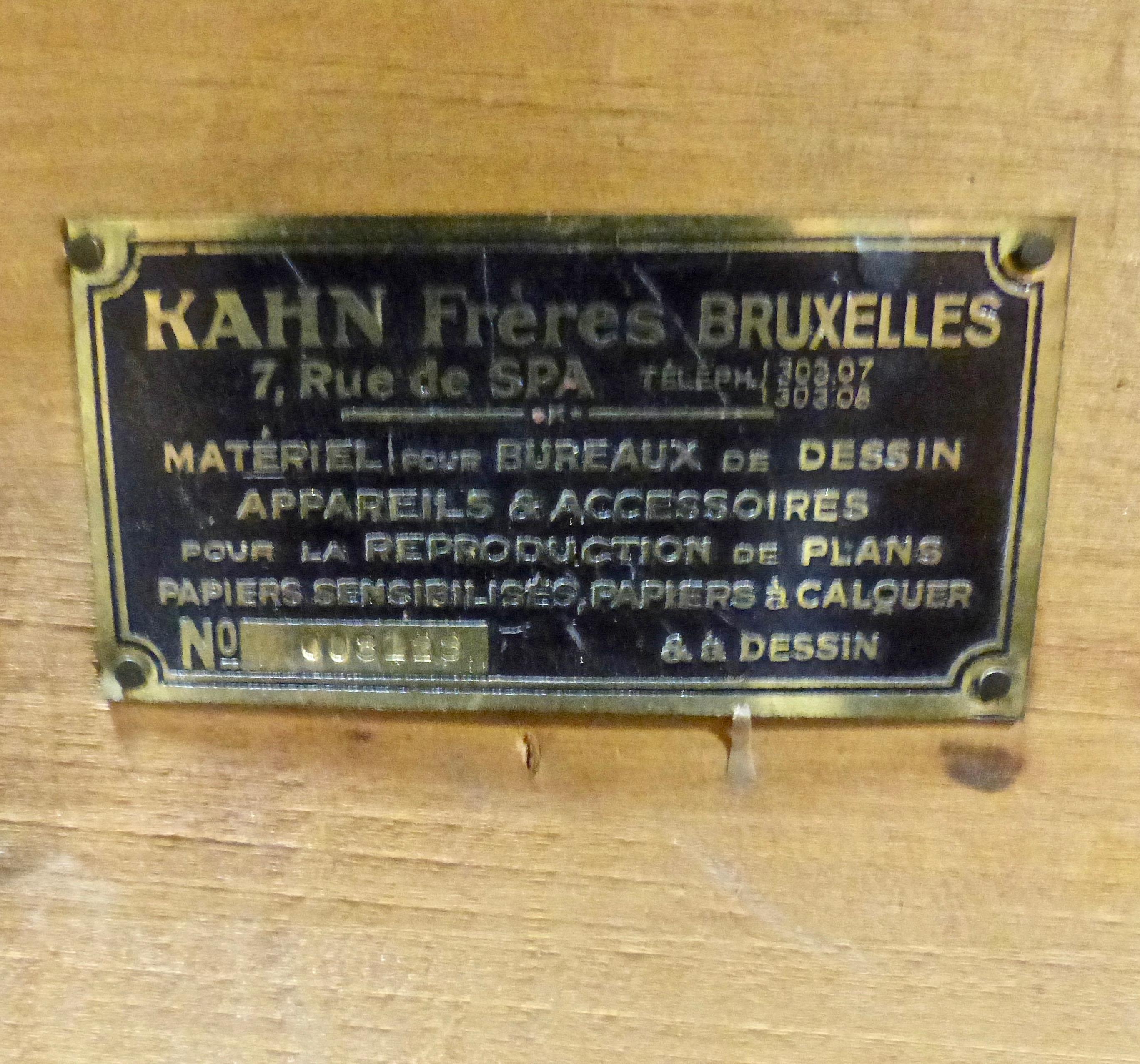 French Architectural Drafting Table Kahn Freres, Bruxelles, France, circa 1930