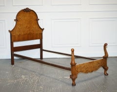 CIRCA 1930 ART DECO BURR WALNUT ENGLiSH MADE VONO BEDSTEAD FRAME QUEEN ANNE (2/2