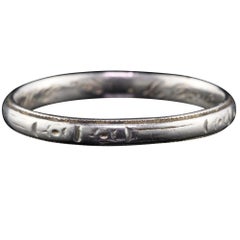 Vintage Art Deco Platinum Engraved Wedding Band, circa 1930