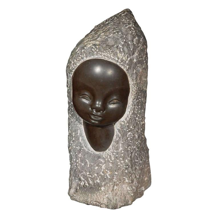 Circa 1930 Belgian Marble Eskimo Sculpture For Sale