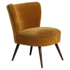 Circa 1930 Boucle Wood Mid-Century Modern Upholstered Chair