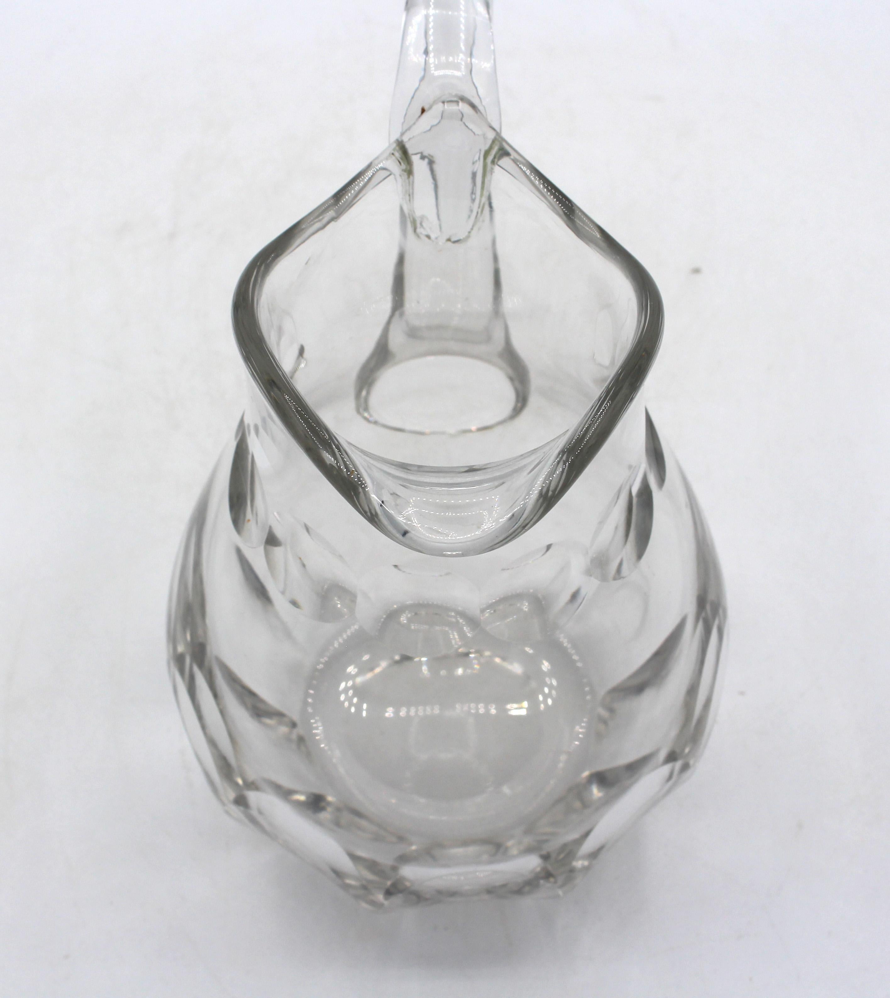 Neoclassical Circa 1930 Continental Lobe Panel Cut Water Pitcher For Sale