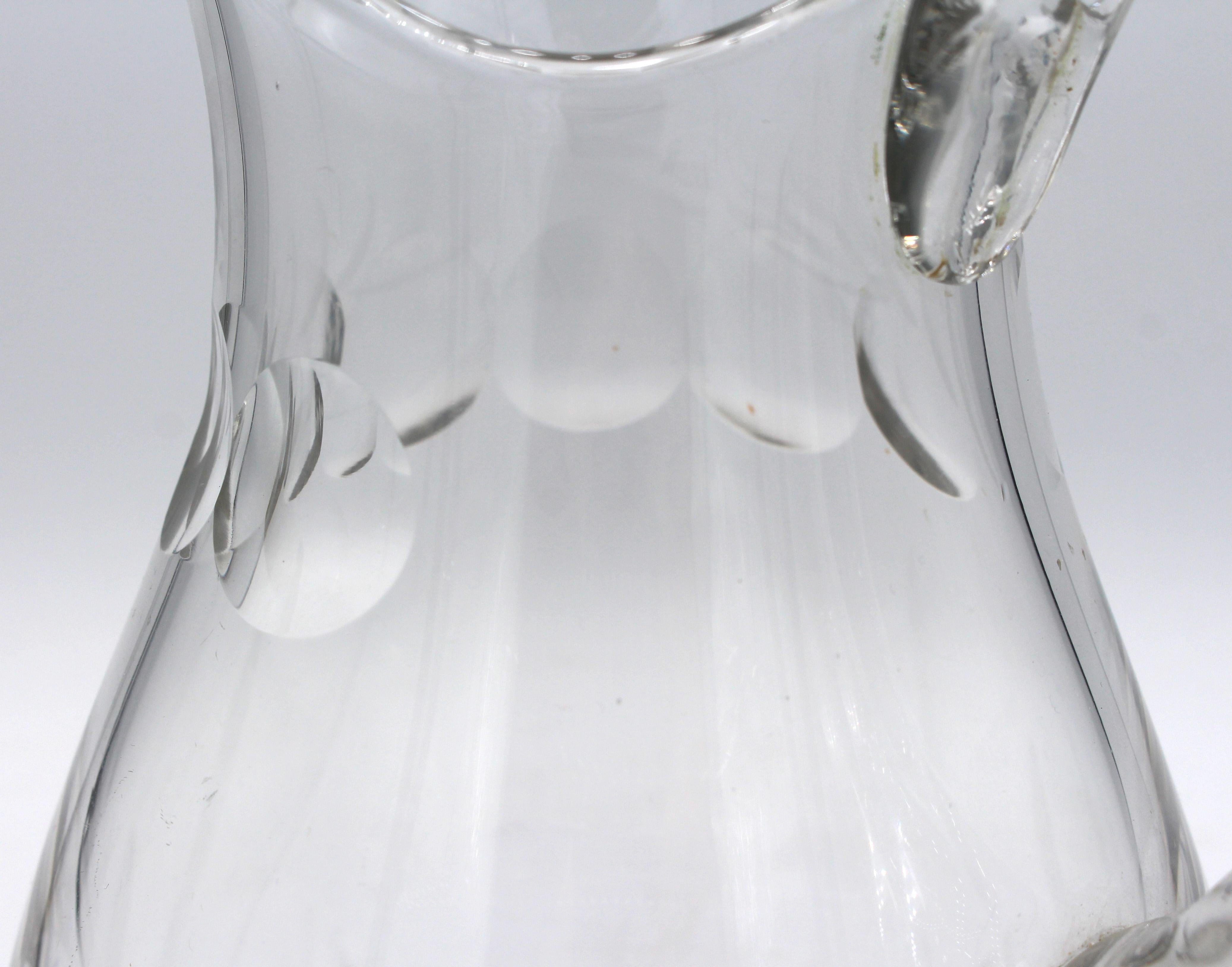 European Circa 1930 Continental Lobe Panel Cut Water Pitcher For Sale
