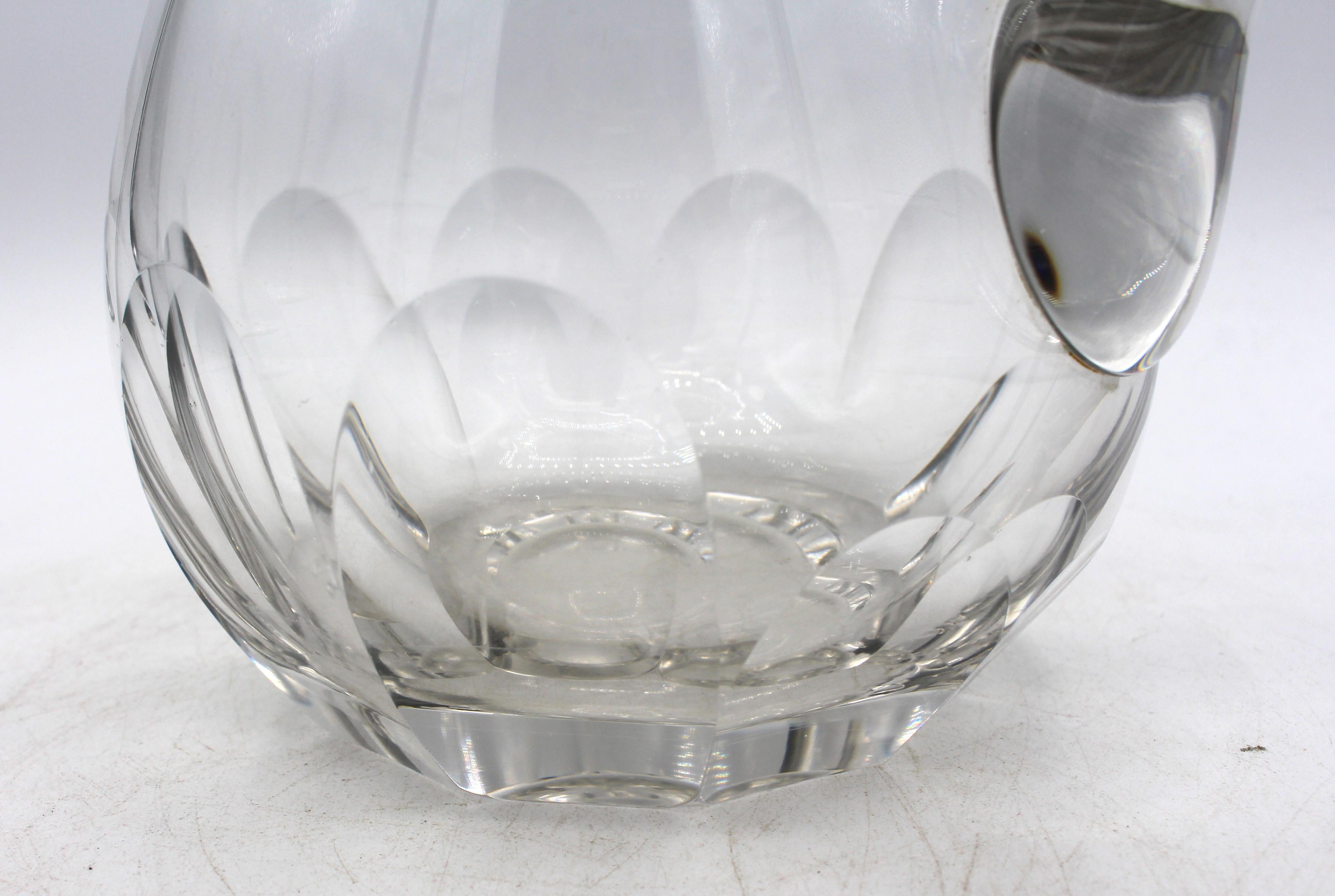 Circa 1930 Continental Lobe Panel Cut Water Pitcher In Good Condition For Sale In Chapel Hill, NC
