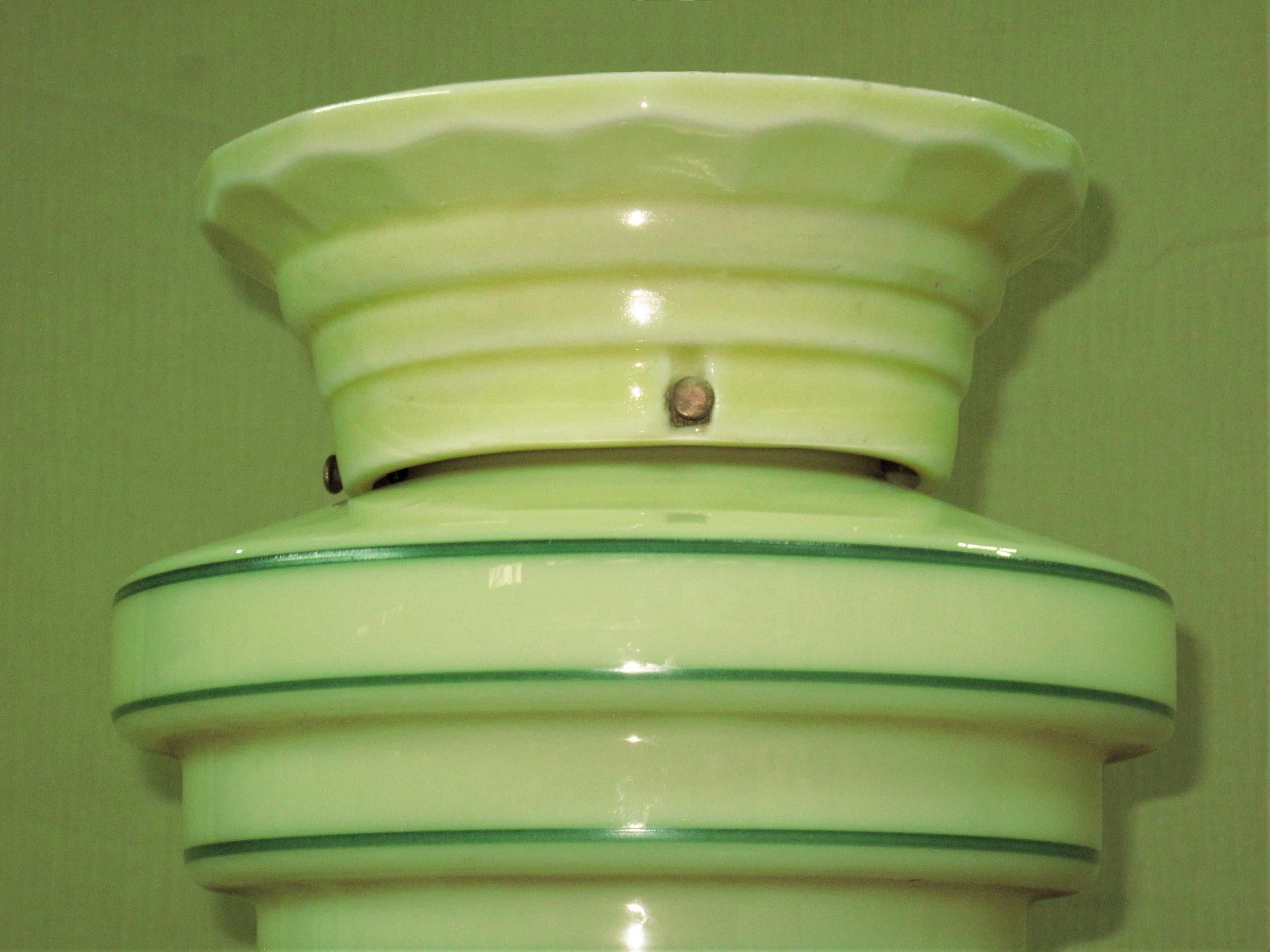 American Craftsman Circa 1930 Custard Cremax Globe on Yellow Porcelain Fitter