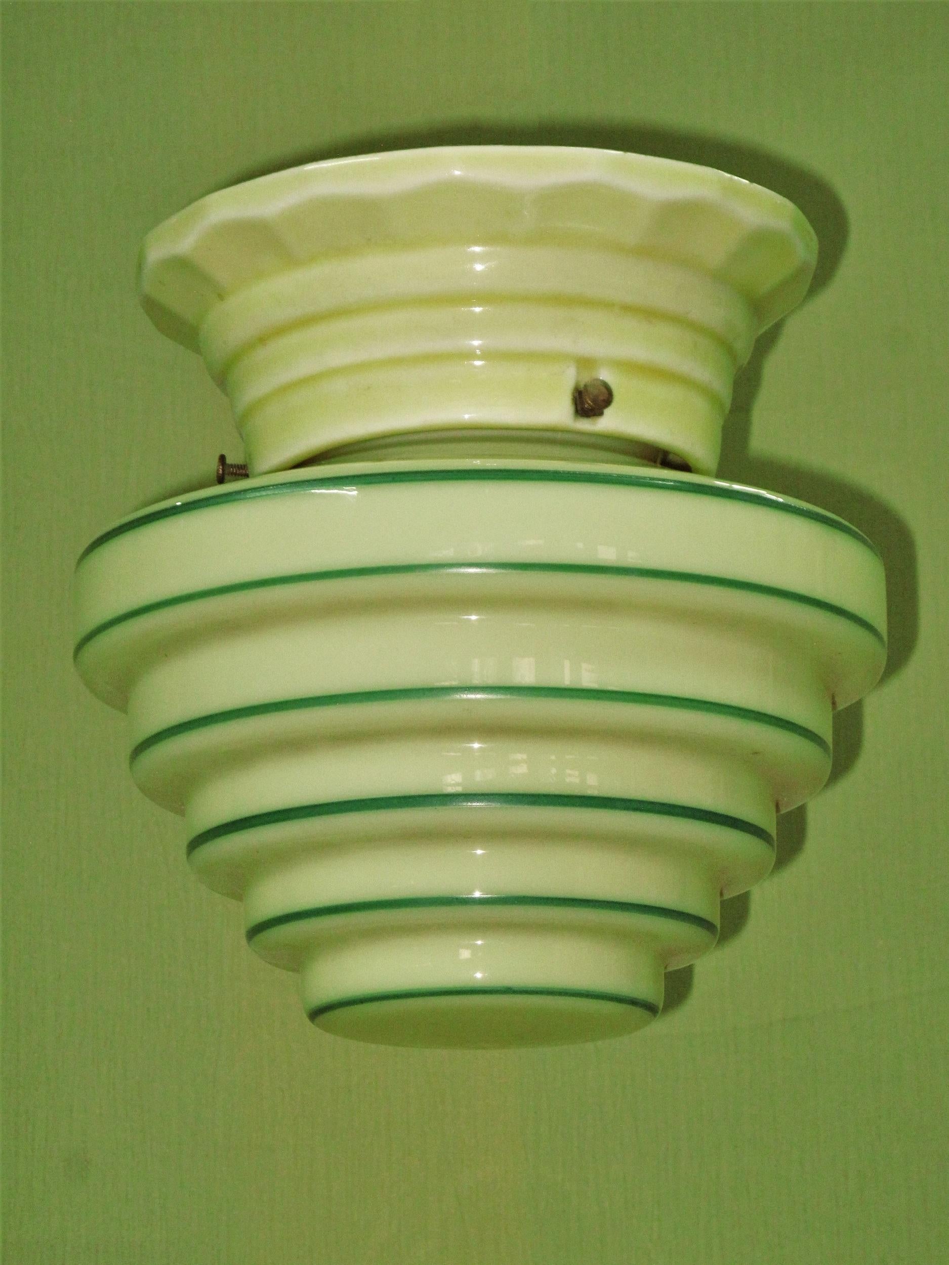 Circa 1930 Custard Cremax Globe on Yellow Porcelain Fitter 1