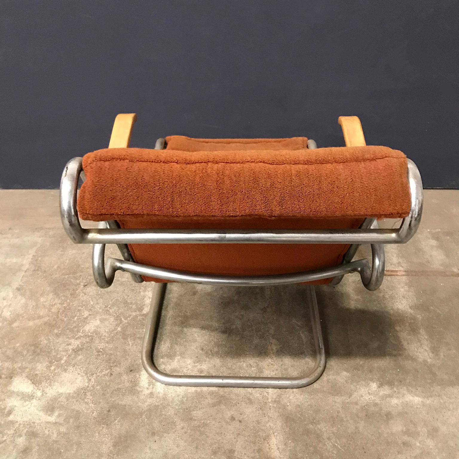 Metal Gebr. de Wit Original Easy Chair with First Fabric, circa 1930 For Sale