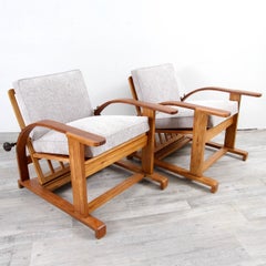 circa 1930 Hand Crafted Art Deco  Recliner Lounge Chairs