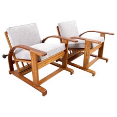 circa 1930 Hand Crafted Art Deco  Recliner Lounge Chairs