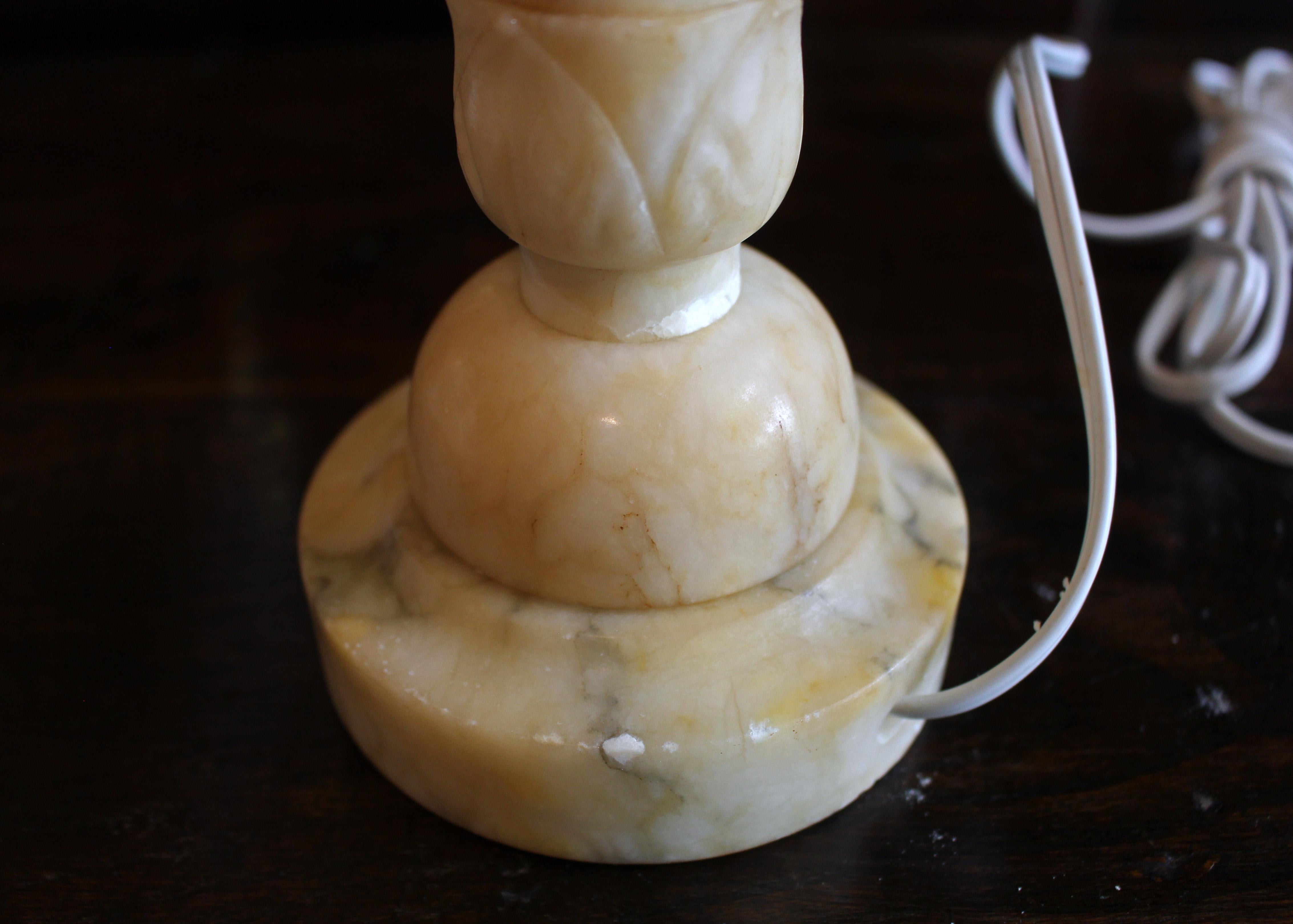 Circa 1930 Italian Carved Marble Table Lamp For Sale 4