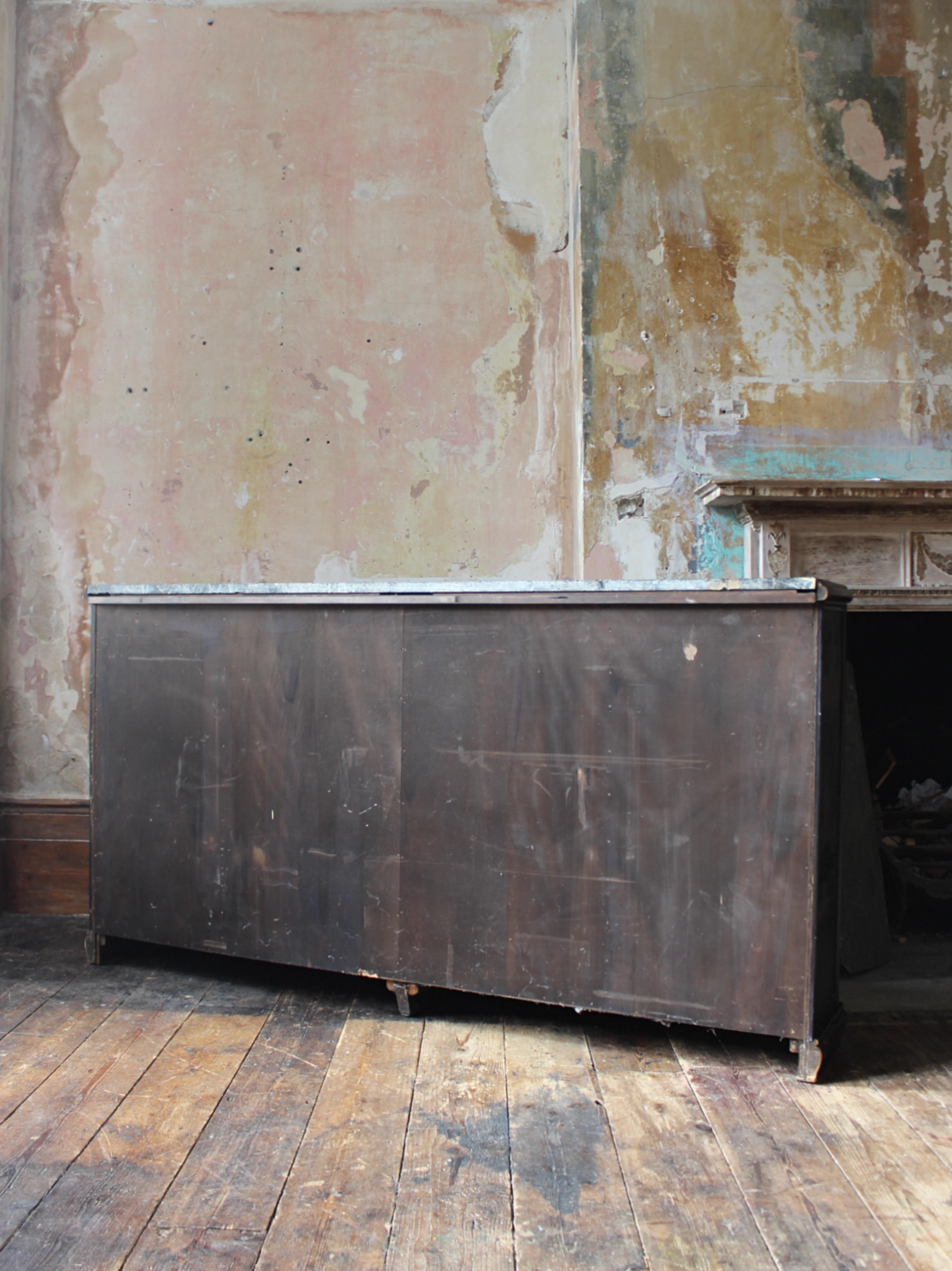 Circa 1930 Jade Marble Topped Ebonised & Gilt Chinoiserie Sideboard Buffet 13