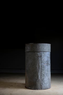 1930s Japanese vintage rusty large tin can, wabi sabi decor art piece sculpture