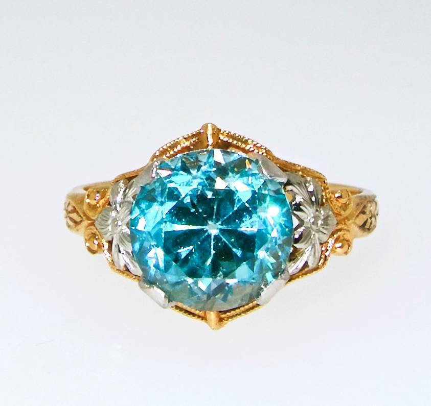 Natural blue Zircon is seen frequently in early 20th century jewelry.  This bright brilliant Mediterranean blue stone should not be confused with 