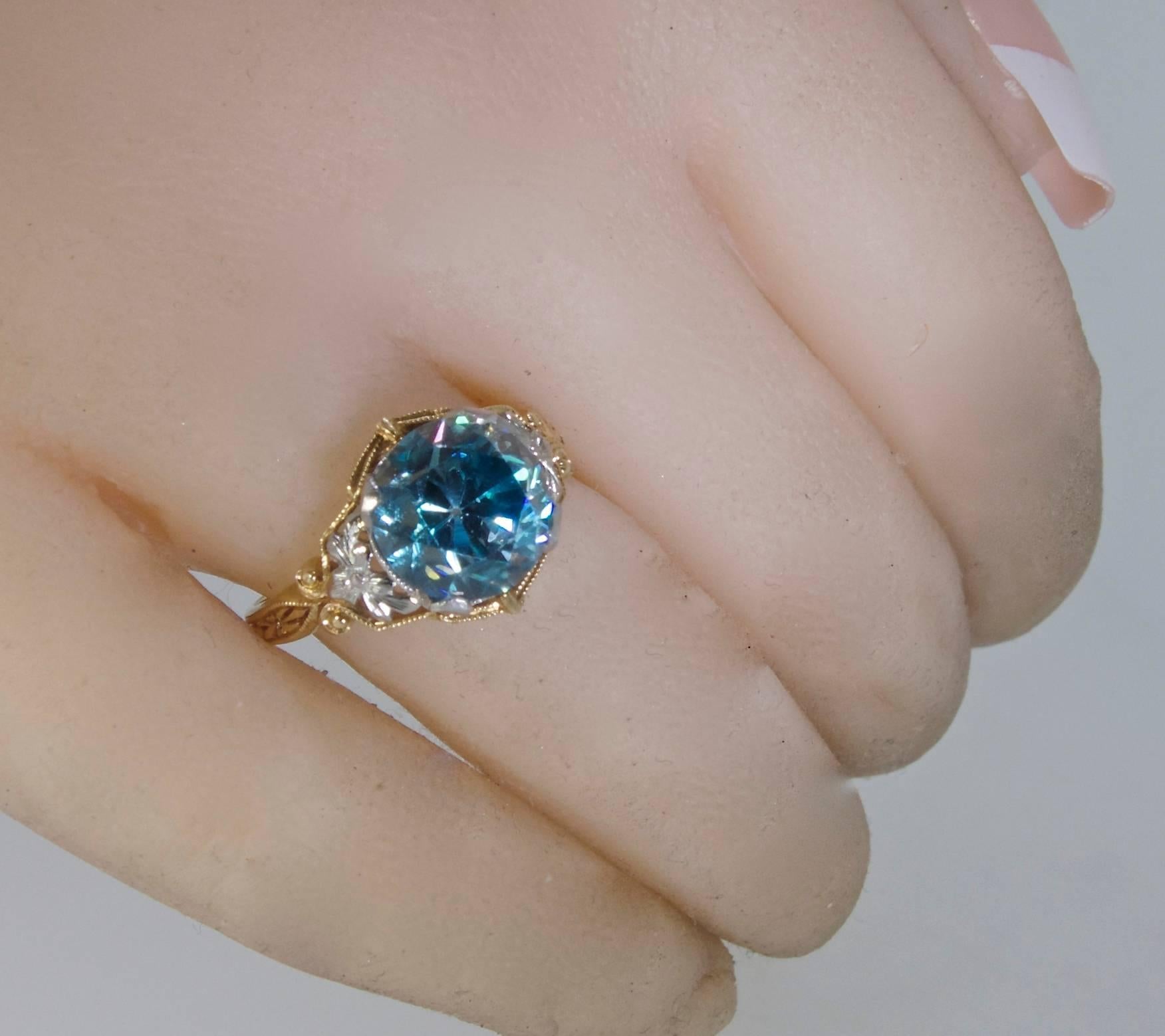 antique blue zircon ring