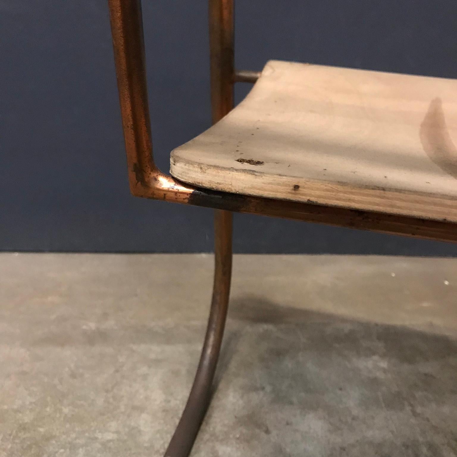 Paul Schuitema Tube Chair, Original in Copper and Upholstered Wood, circa 1930 For Sale 4