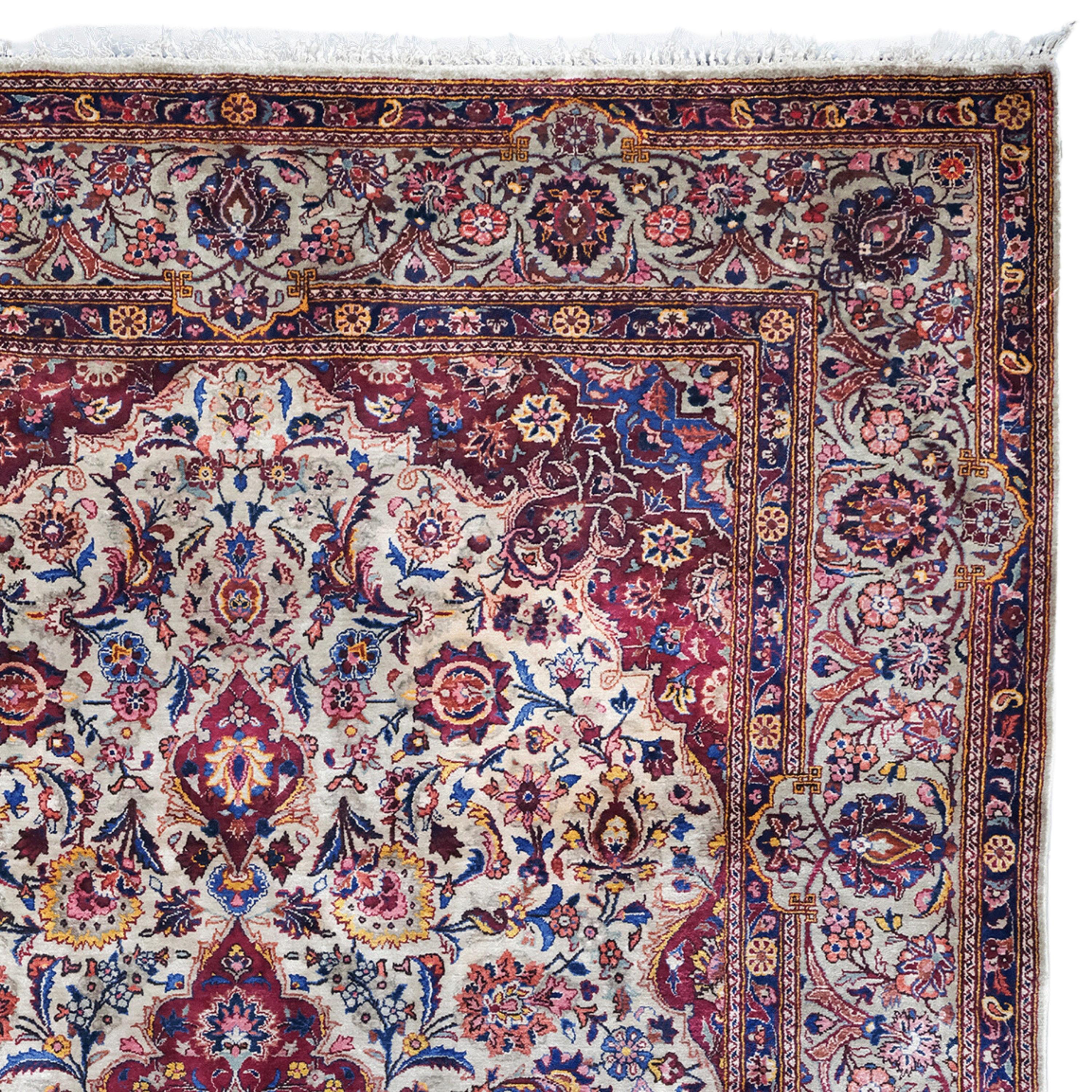 20th Century Circa 1930 Persian Keshan Silk Rug - Vintage Silk Rug, Silk Area Rug For Sale