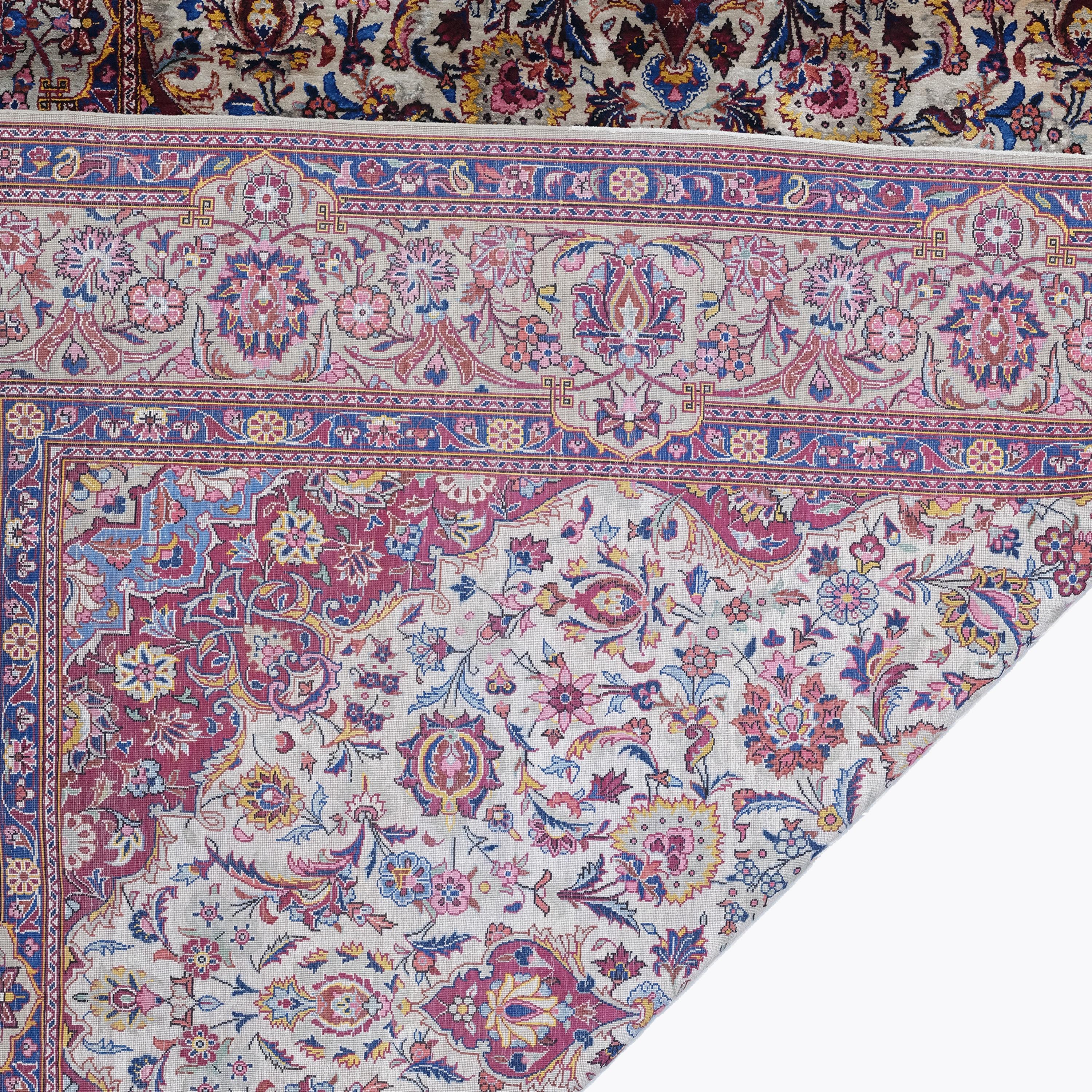 Circa 1930 Persian Keshan Silk Rug - Vintage Silk Rug, Silk Area Rug For Sale 2