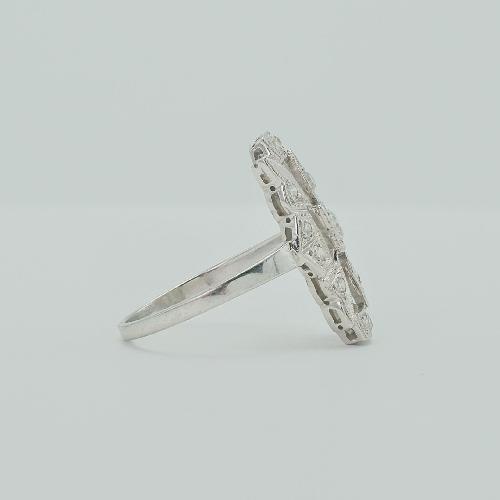 Circa 1930 Platinum Art Deco European Cut Diamond Ring Weighing 0.35 Carats  In Good Condition In Fairfield, CT