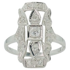Circa 1930 Platinum Art Deco European Cut Diamond Ring Weighing 0.35 Carats 