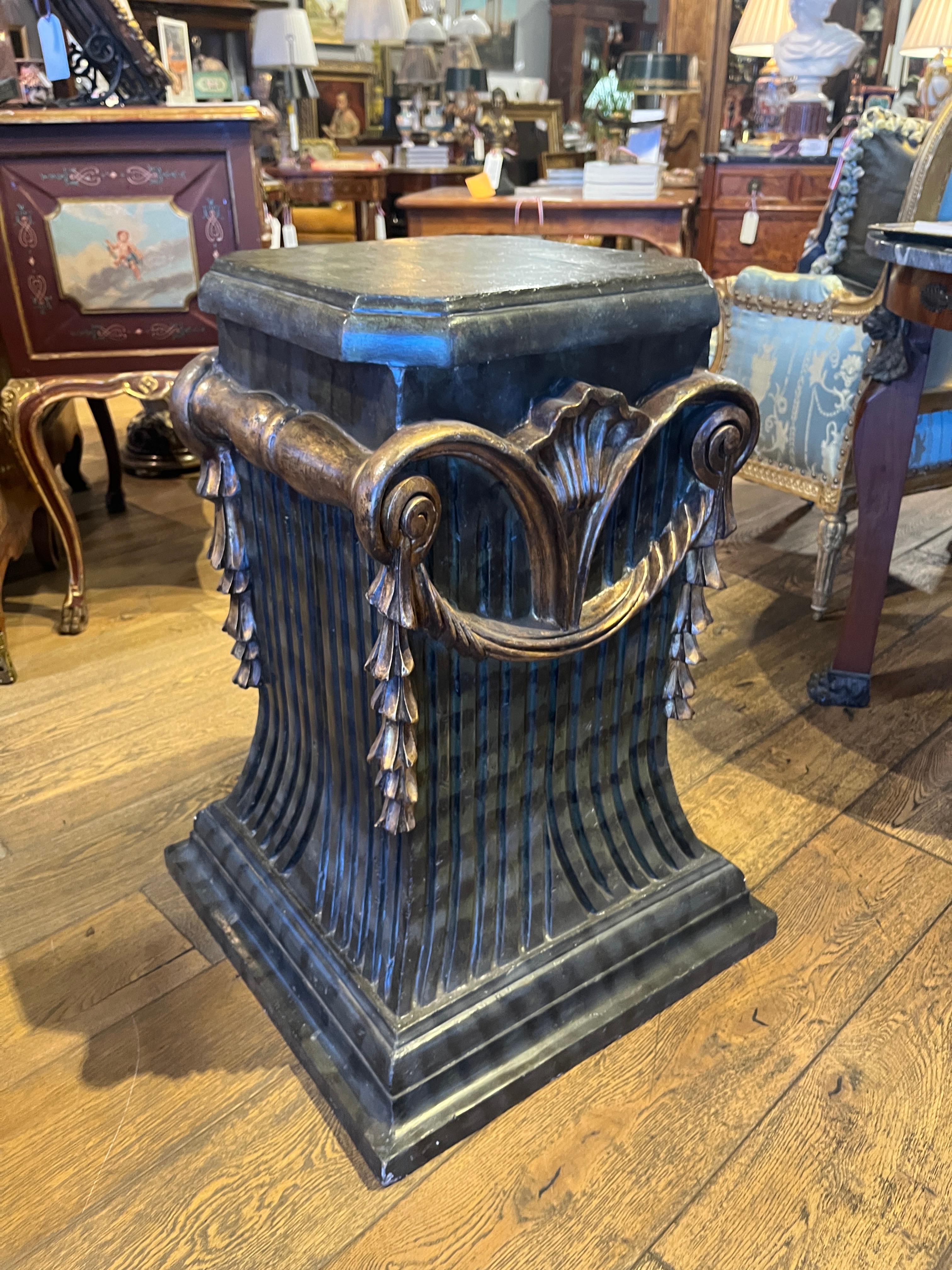 Louis XVI Circa 1930 to 1940 Pair Faux Marble Display Pedestals For Sale