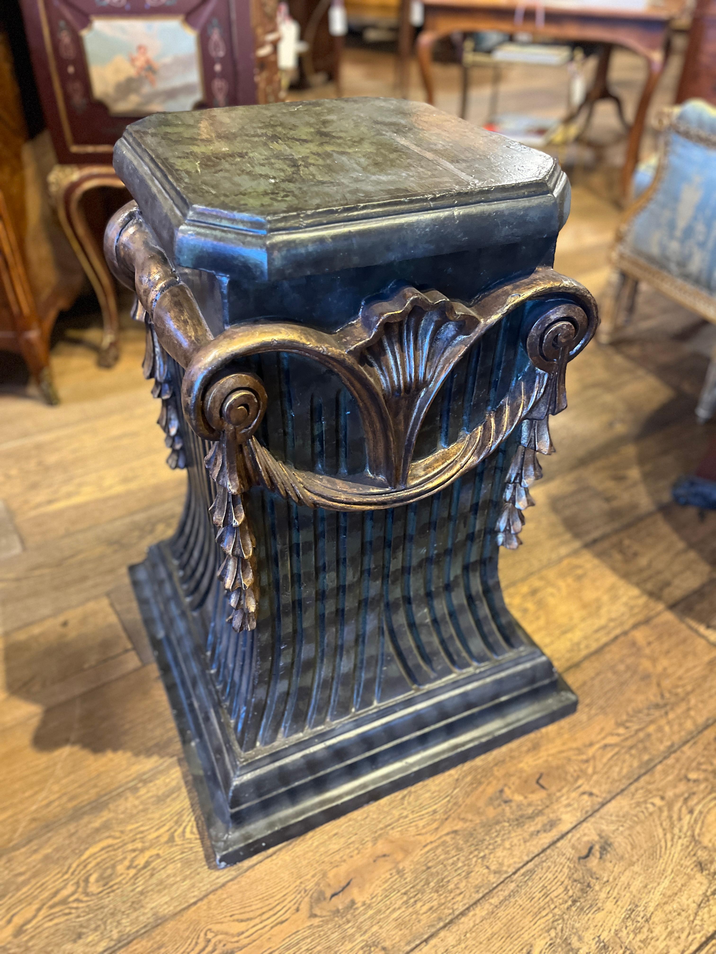 French Circa 1930 to 1940 Pair Faux Marble Display Pedestals For Sale