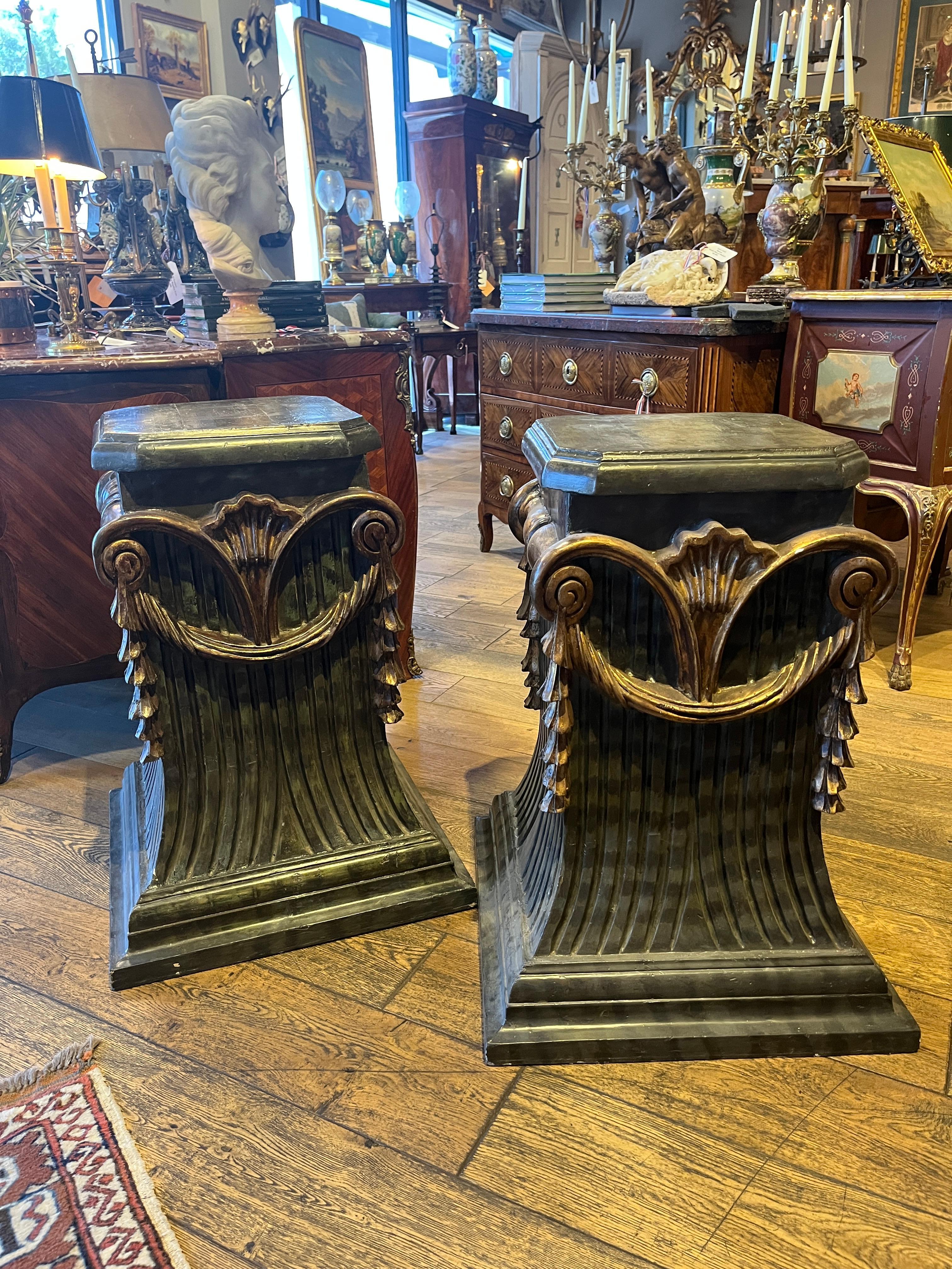 Circa 1930 to 1940 Pair Faux Marble Display Pedestals For Sale 1