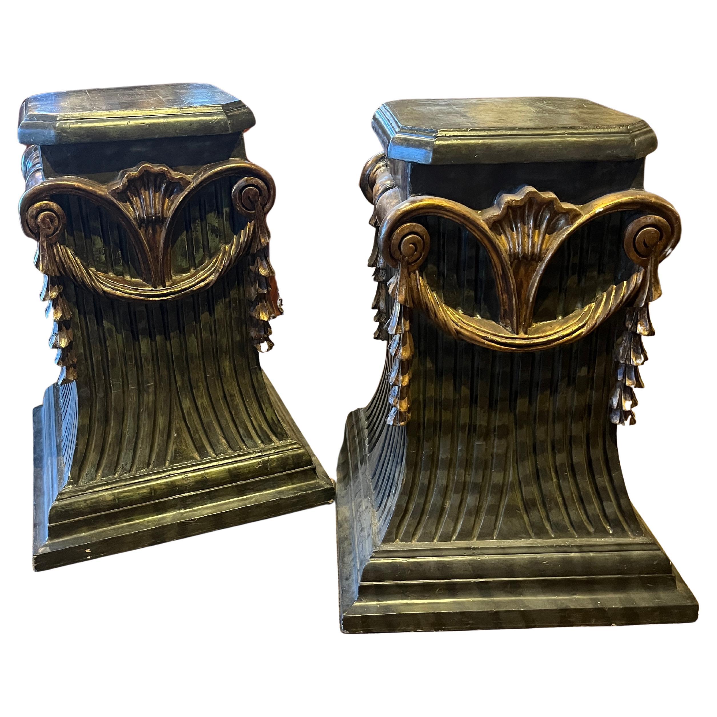 Circa 1930 to 1940 Pair Faux Marble Display Pedestals For Sale