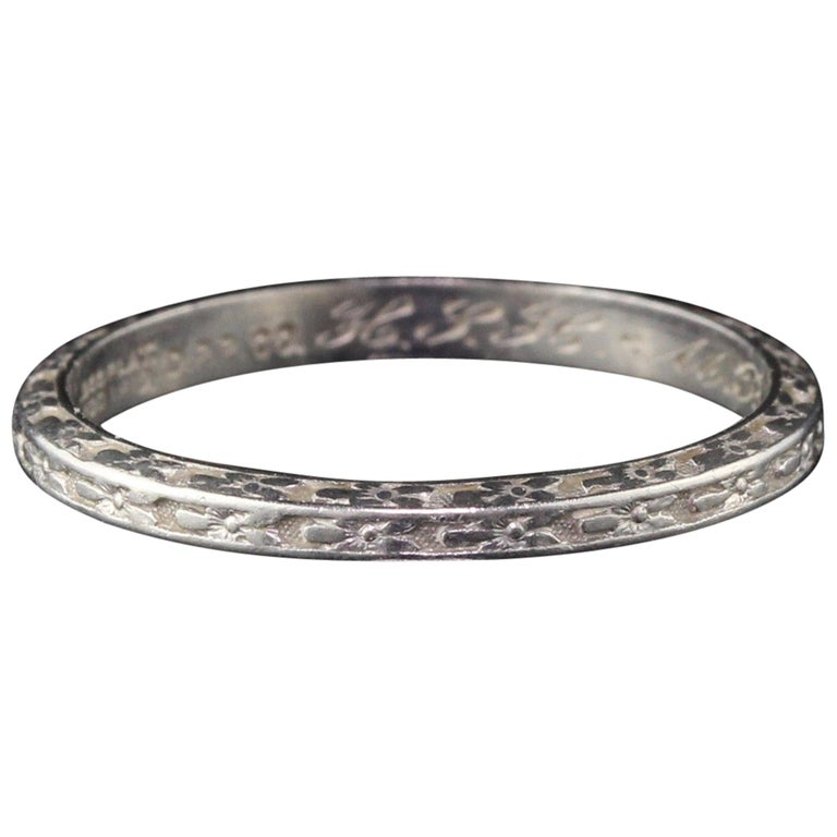 Traub Orange Blossom Antique Art Deco Engraved Platinum Ring at 1stDibs